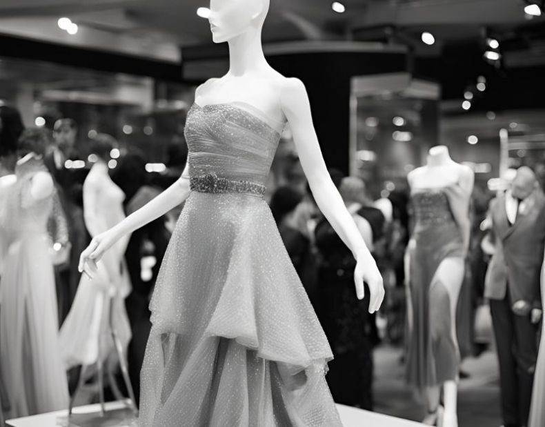 Display mannequin for evening dress