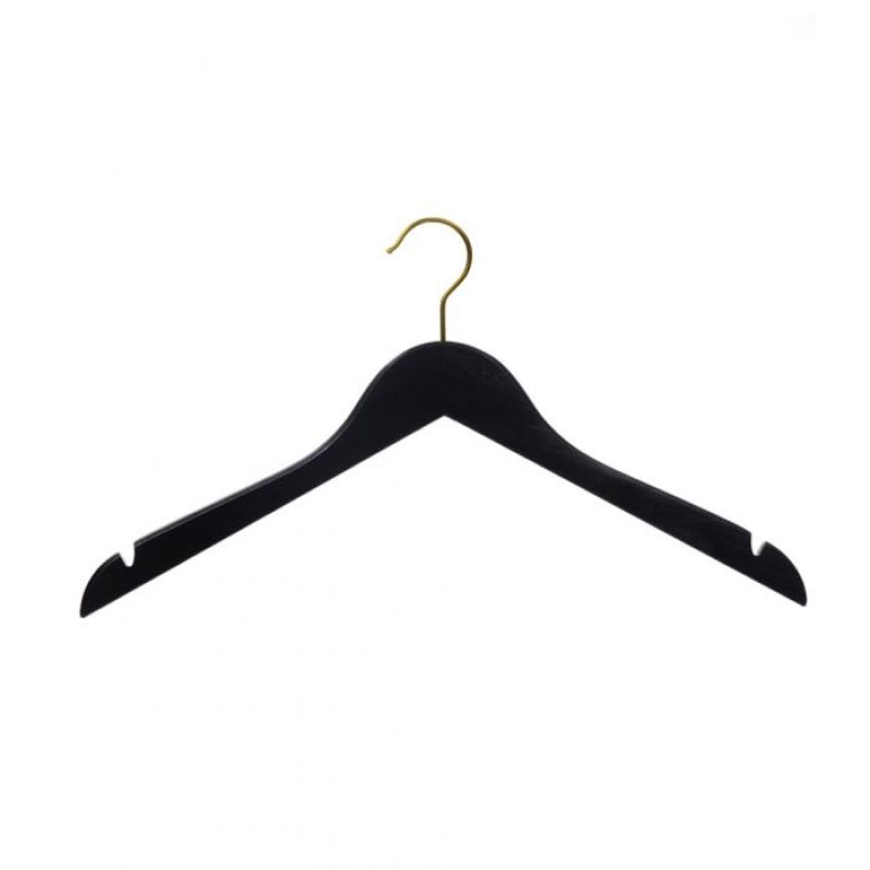 50 Hanger Black wood for stores 44 cm gold hook : Cintres magasin