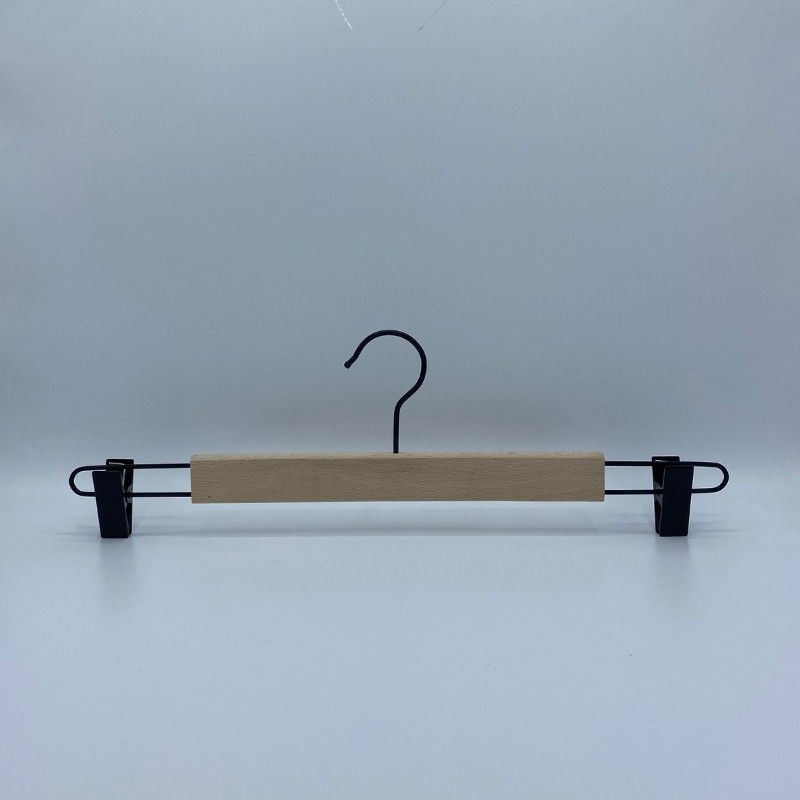 Image 4 : 50 wooden hangers metal clips ...