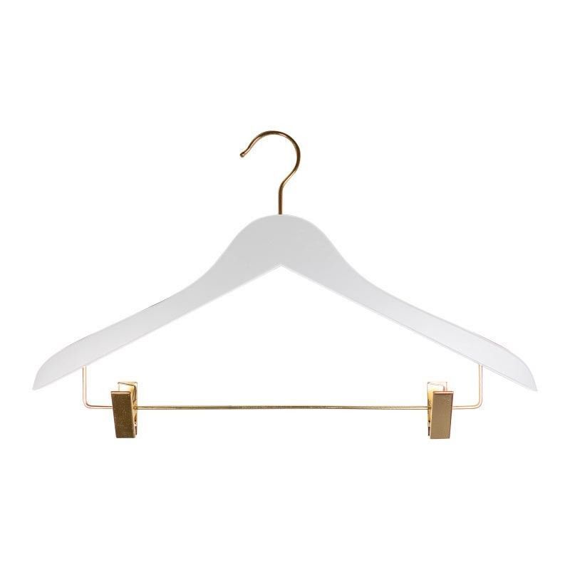 50 wooden hangers white with gold hook 44 cm : Portants shopping