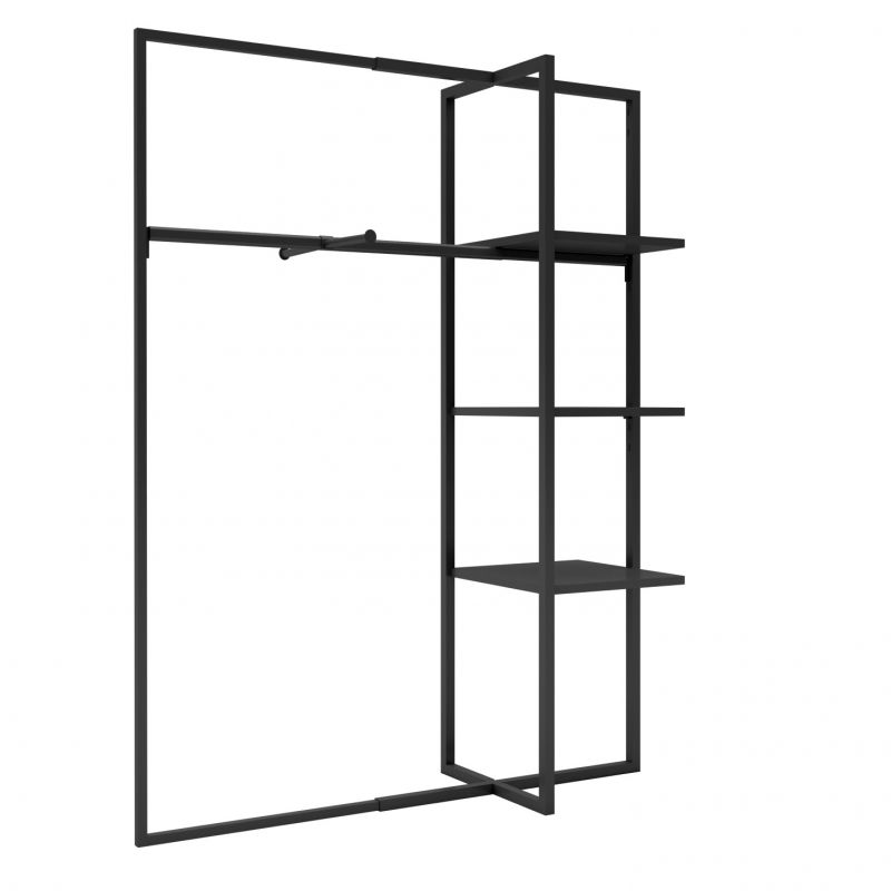 Black stretch and modular clothes rack : Portants shopping