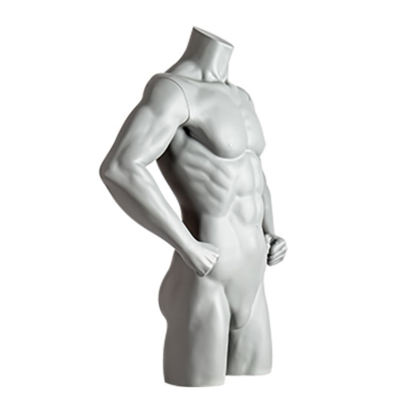 Busto di manichino maschio grigio con pugni sui fianchi : Bust shopping