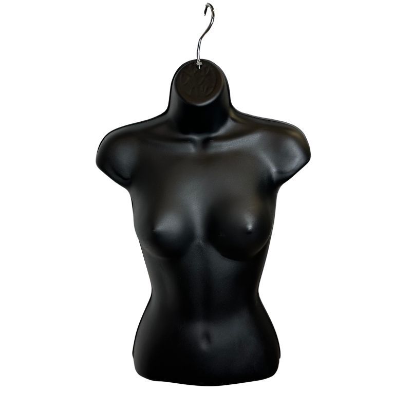 Busto di manichino femminile nero con gancio : Bust shopping