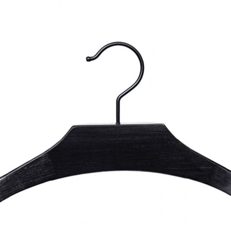 black wooden coat hangers