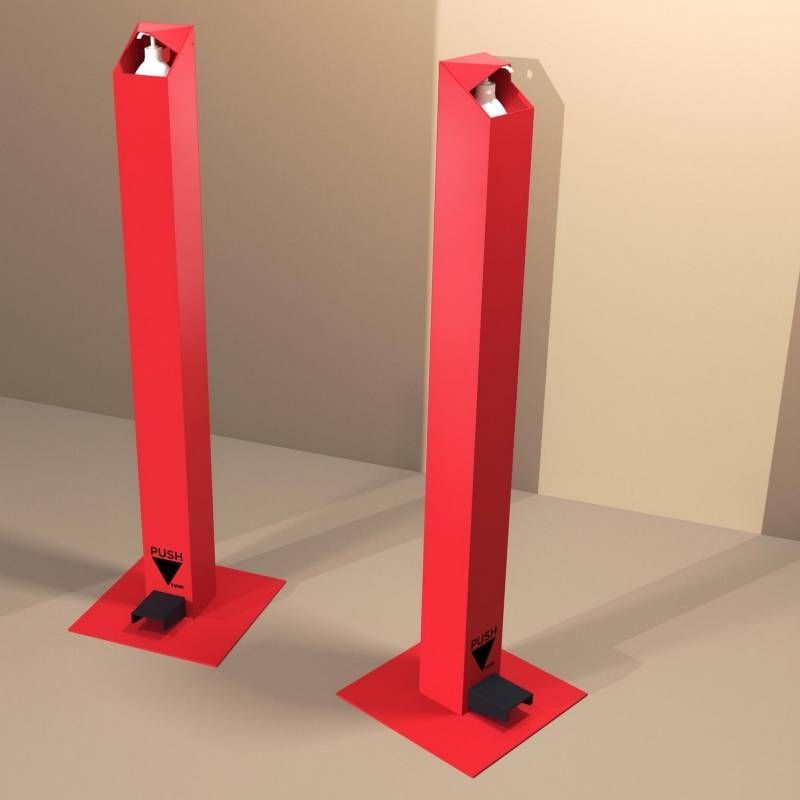 Dispenser gel idroalcolico a pedal metalo rosso : securite shopping