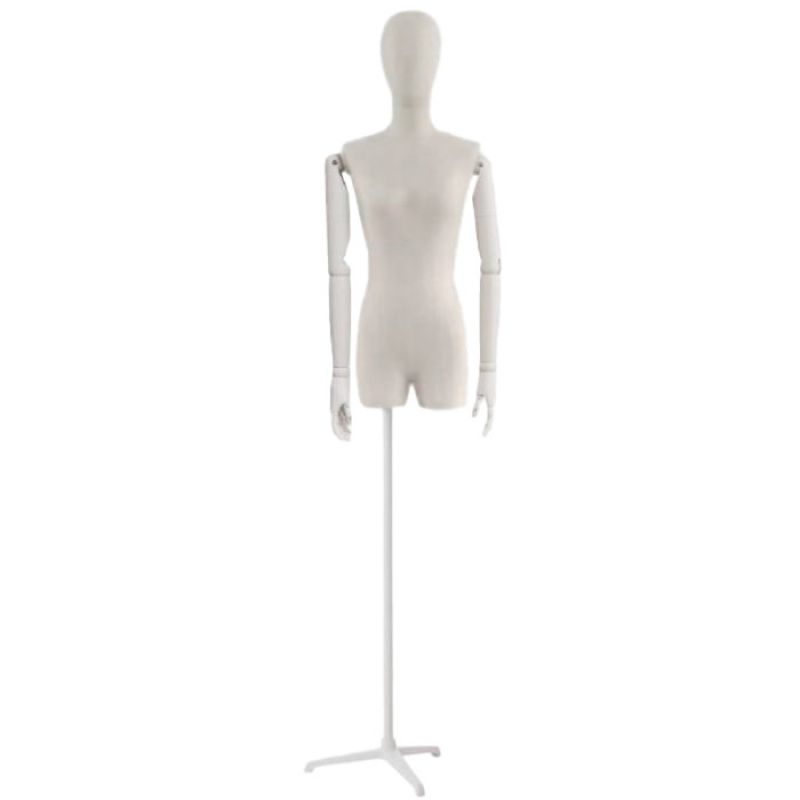 Female mannequin torso with light fabric wooden arms : Bust shopping