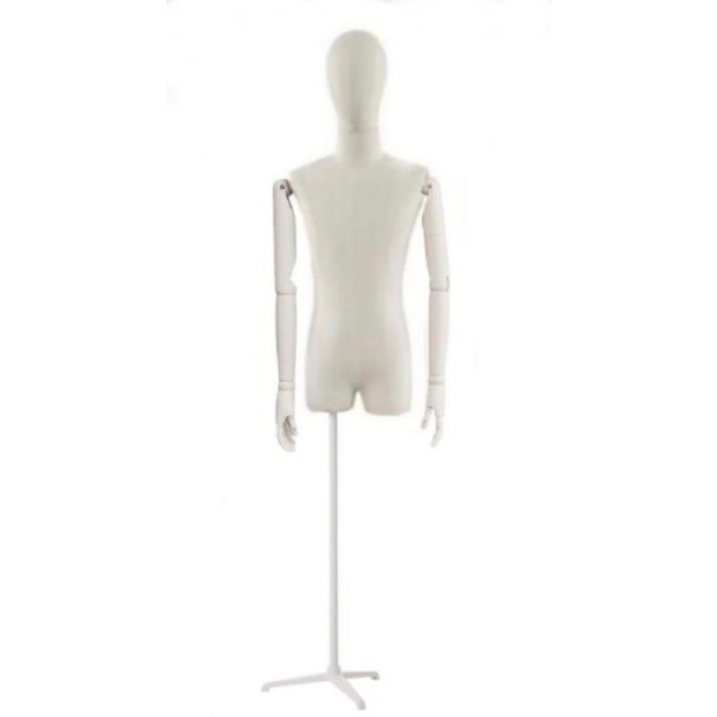 Male mannequin torso with light fabric wooden arms : Mannequins vitrine