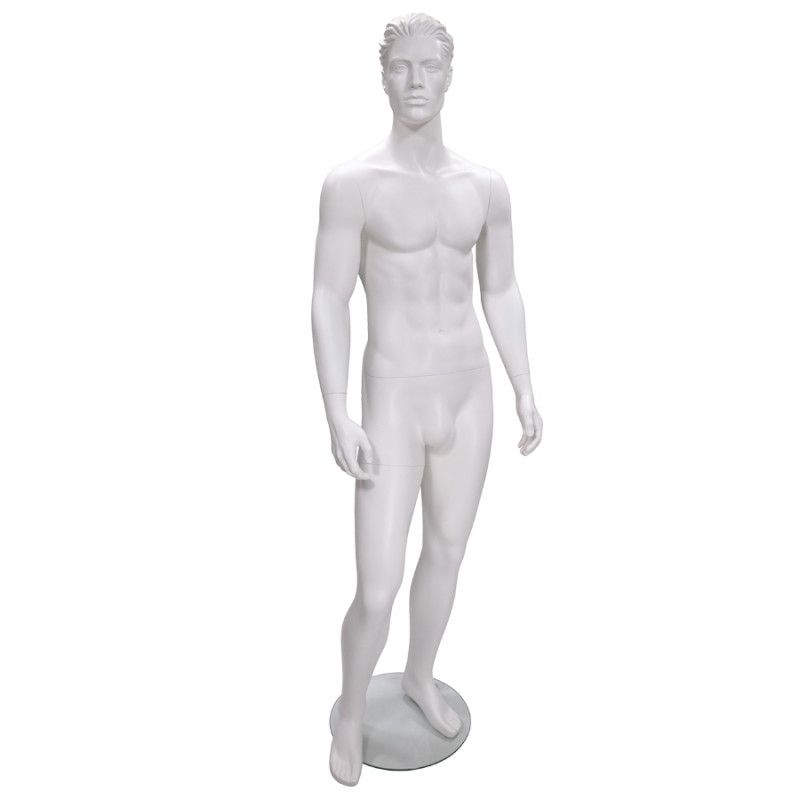 Maniquí Hombre sentado frontal, Héctor 4 -  Color  Blanco Mate Color 54 Estilo Pelo Esculpido