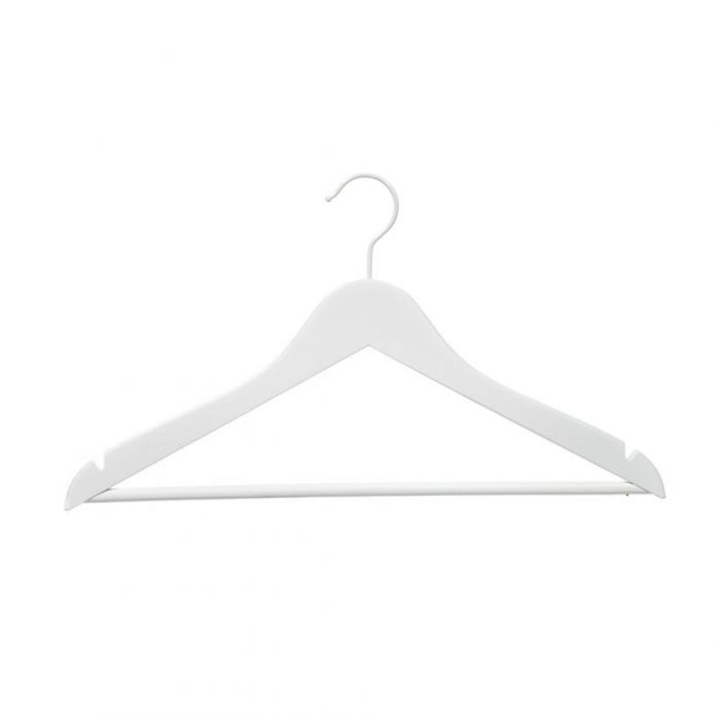 Pack 50 wooden hangers white color with bar 44 cm : Cintres magasin