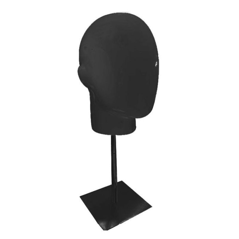 T&ecirc;te homme noire mate sur base noire : Mannequins vitrine