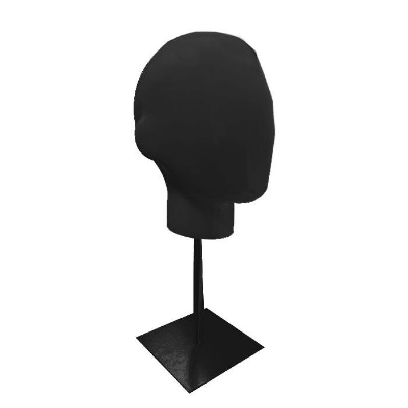 T&ecirc;te femme noire mate sur base noire : Mannequins vitrine