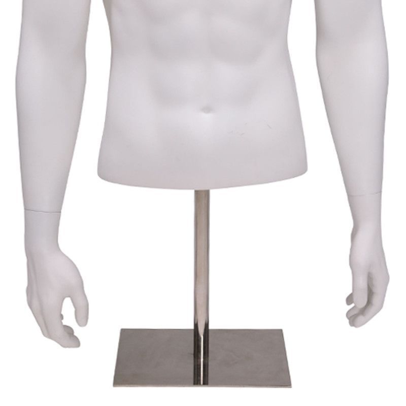 White color male bust with metal base