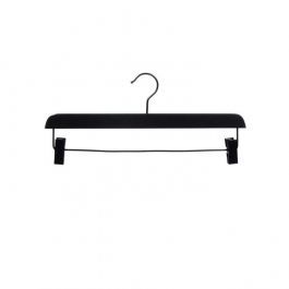 WHOLESALE HANGERS - HANGERS WITH CLIPS : 50 black wooden hanger for pants 38 cm