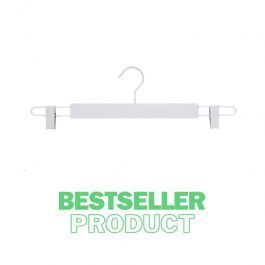 WHOLESALE HANGERS - HANGERS WITH CLIPS : 50 hanger wood white clamps 42 cm