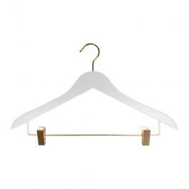 Promotions wooden hangers 50 wooden hangers white with gold hook 44 cm Portants shopping