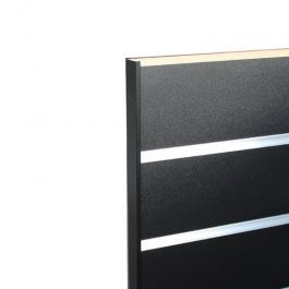 RETAIL DISPLAY FURNITURE - ACCESSORIES FOR SLATWALLS : Black aluminium flat edge finish - 2400 mm