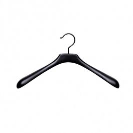WHOLESALE HANGERS - WOODEN COAT HANGERS : 10 black hanger for jacket 42 cm slim