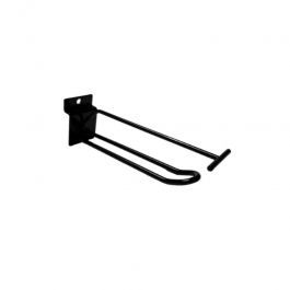 RETAIL DISPLAY FURNITURE - ACCESSORIES FOR SLATWALLS : Black hook with 15 cm top bar