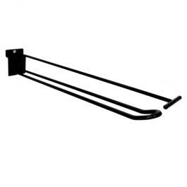 RETAIL DISPLAY FURNITURE - SLATWALL AND FITTINGS : Black hook with top bar, 30cm shelf support, blind fast
