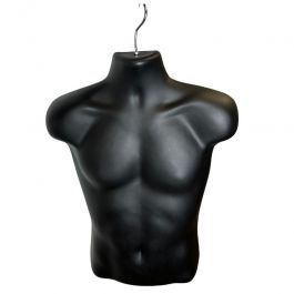 MALE MANNEQUIN BUST : Black male mannequin bust with hook