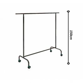 CLOTHES RAILS - HANGING RAILS WITH WHEELS : Black rolling rack height 150cm