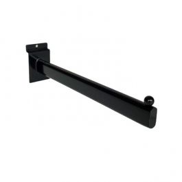 RETAIL DISPLAY FURNITURE - ACCESSORIES FOR SLATWALLS : Black single hook with ball stop l= 300 mm