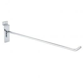RETAIL DISPLAY FURNITURE - SLATWALL AND FITTINGS : Chrome hook for grooved panel 30cm