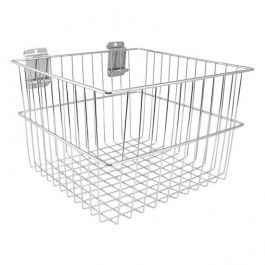 RETAIL DISPLAY FURNITURE - SLATWALL AND FITTINGS : Deep chrome-plated wire basket 300x300x205