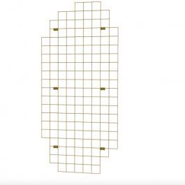 CLOTHES RAILS - POSTER HOLDER AND SIGNAGE : Gold wire mesh display with hook - 2000x900 mm