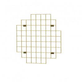SHOPFITTING : Gold wire mesh display with hook - 900x900 mm