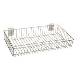 RETAIL DISPLAY FURNITURE - SLATWALL AND FITTINGS : Large chrome wire basket