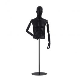 MALE MANNEQUIN BUST : Male mannequin bust with head and metal base