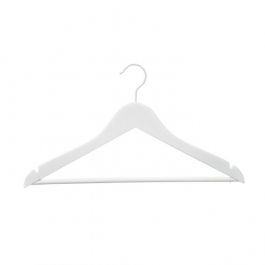 WHOLESALE HANGERS - PROMOTIONS WOODEN HANGERS : Pack 50 wooden hangers white color with bar 44 cm