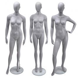 FEMALE MANNEQUINS : Pack x3 female mannequin faceless grey foundry finish