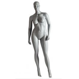 Plus size gray female window mannequin with pose
