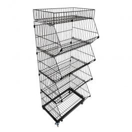 SHOPFITTING : Stackable wire baskets with black base