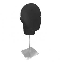 ACCESSOIRES MANNEQUIN VITRINE - TêTE MANNEQUIN VITRINE : Tête femme noire mate sur base chrome