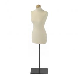FEMALE MANNEQUIN BUST - TAILORED BUST : Woman's couture bust with square black metal base